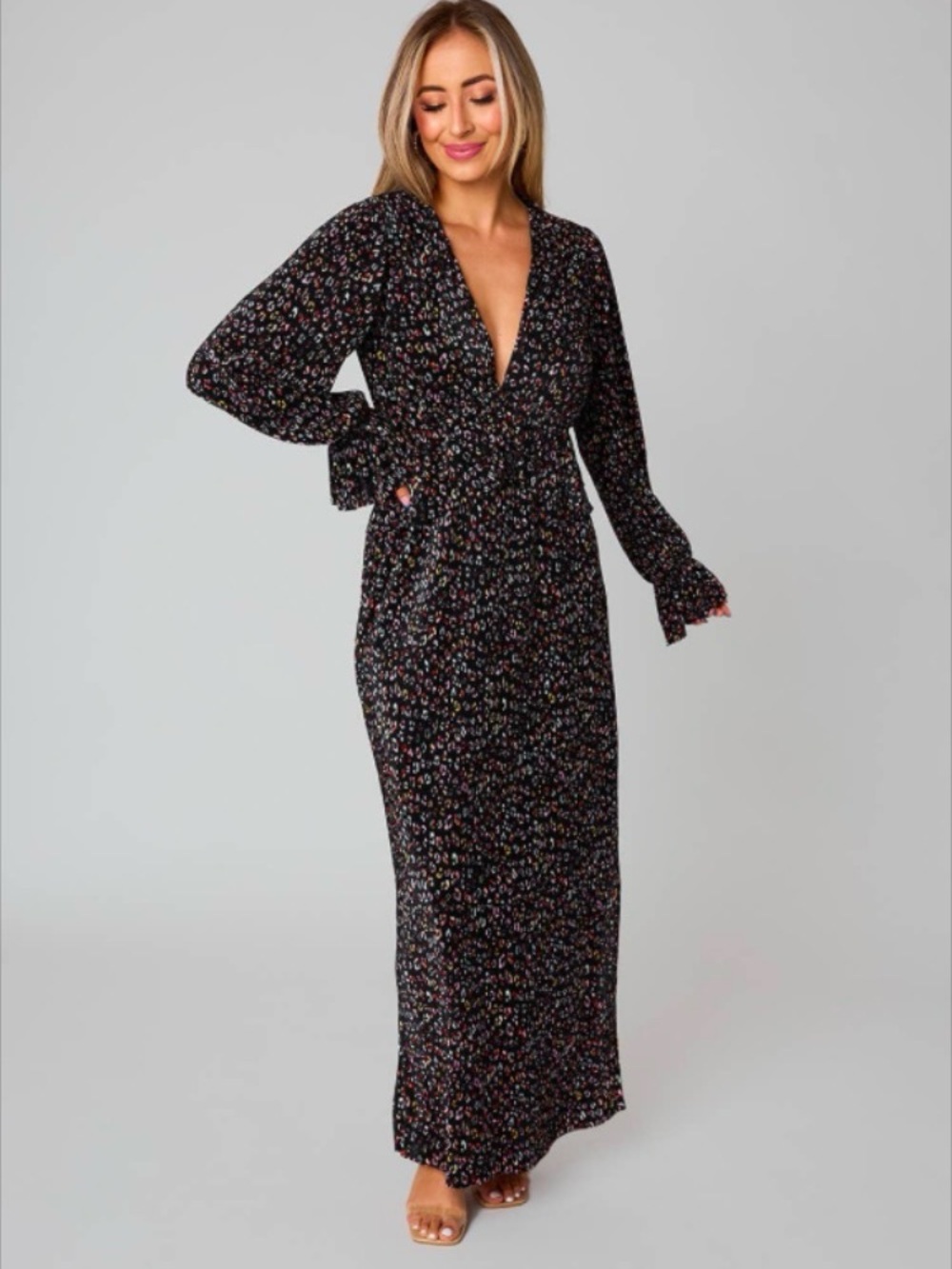 Buddy Love Black Maxi Dress with Multicolor Pattern